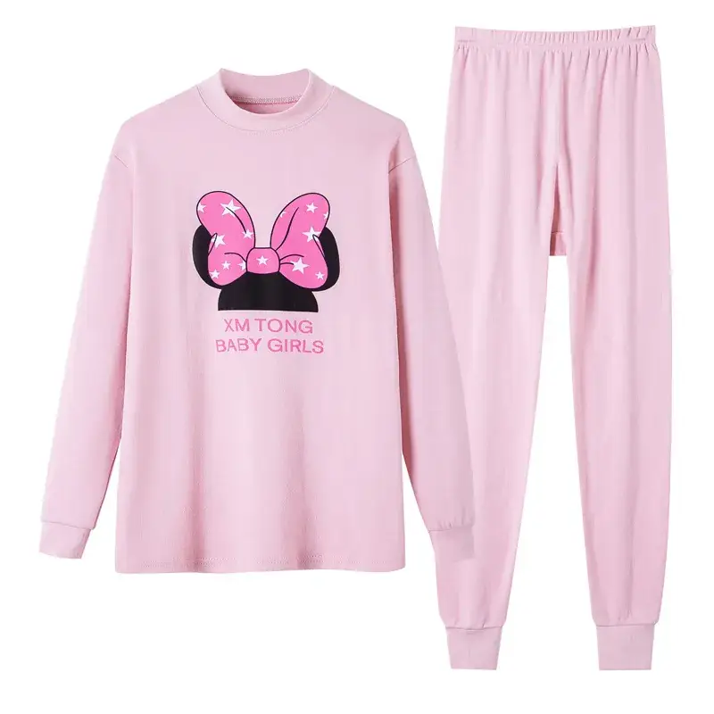 Girls Pink Pajamas Set with Cute Bunny Design