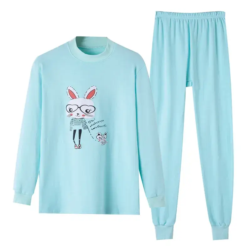 Girls Pink Pajamas Set with Cute Bunny Design