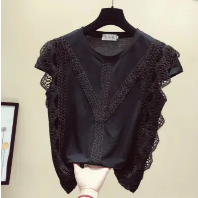 Black Lace Crossbody Top for Women 2025 - Image 2