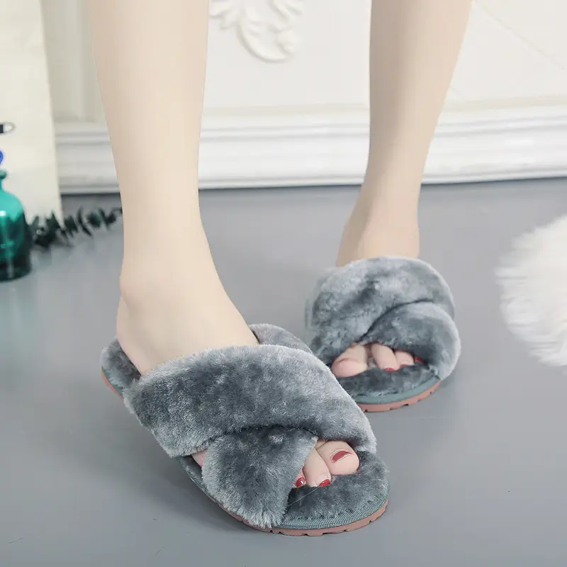 Factory Amazon Cross-border Home Increase 45 Leopard Cross Mao Mao Slippers Children Men's and Women's Home Cotton Slippers