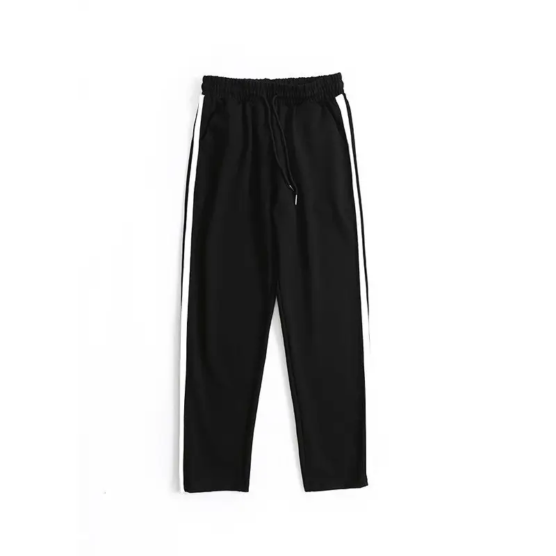 Men's 2018 Summer Slim Fit Tapered Pants Black White - Image 8