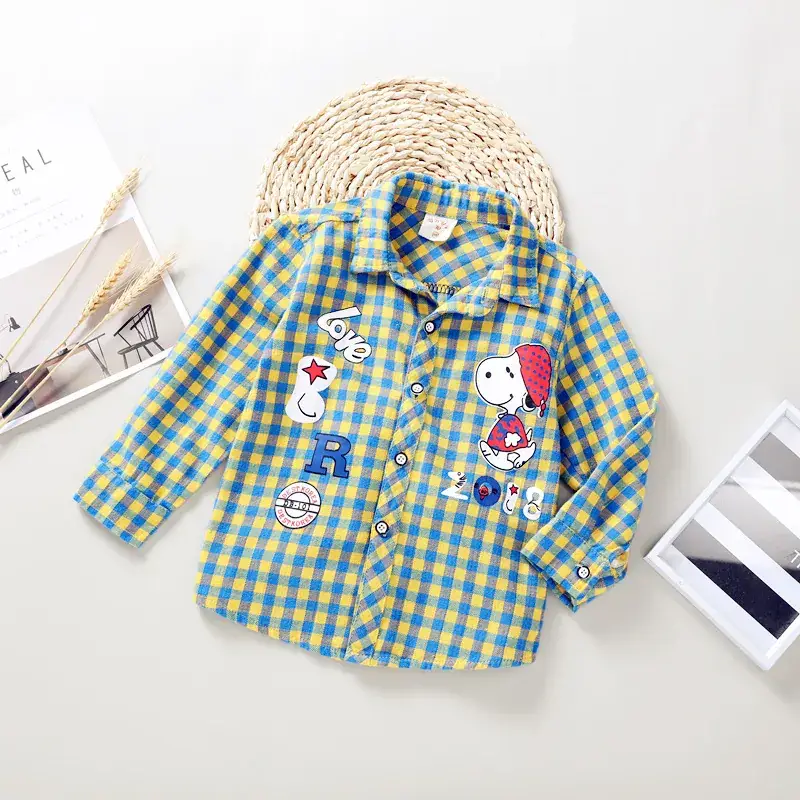 Long Sleeve Printed Plaid Shirt for Kids 0-6 Years