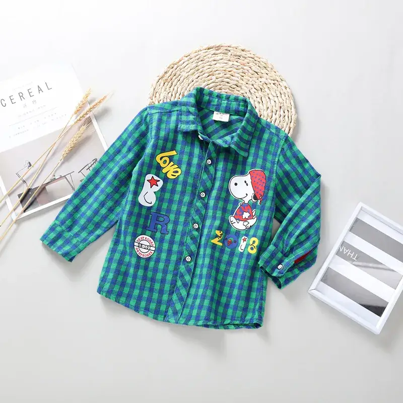Long Sleeve Printed Plaid Shirt for Kids 0-6 Years