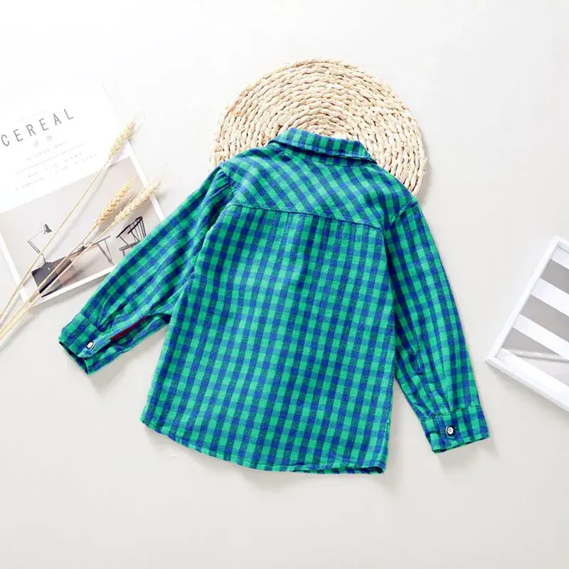 Long Sleeve Printed Plaid Shirt for Kids 0-6 Years