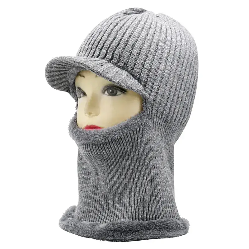Men's Black Knitted Bimbed Ski Hat with Fleece Lining - Image 3