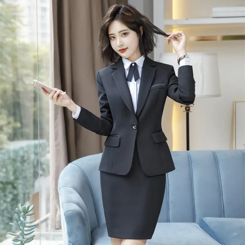 Professional Black Suit for Women Winter Office Interview Wear - Image 2