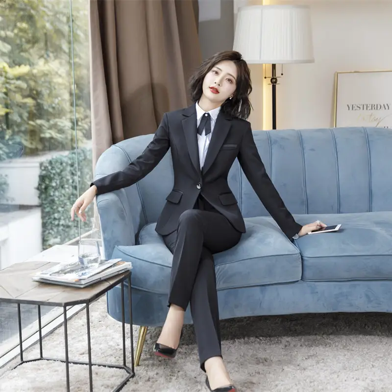 Professional Black Suit for Women Winter Office Interview Wear - Image 3