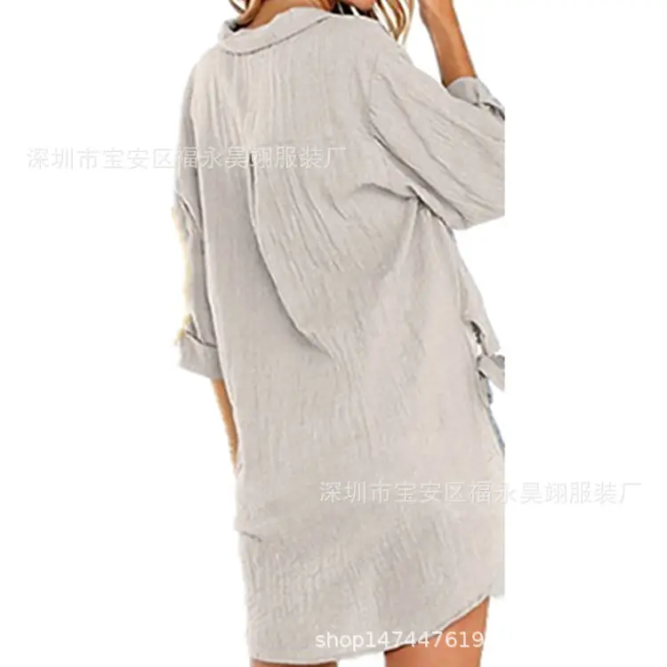 Green Lace-Up Button Asymmetrical Women's Shirt - Image 3