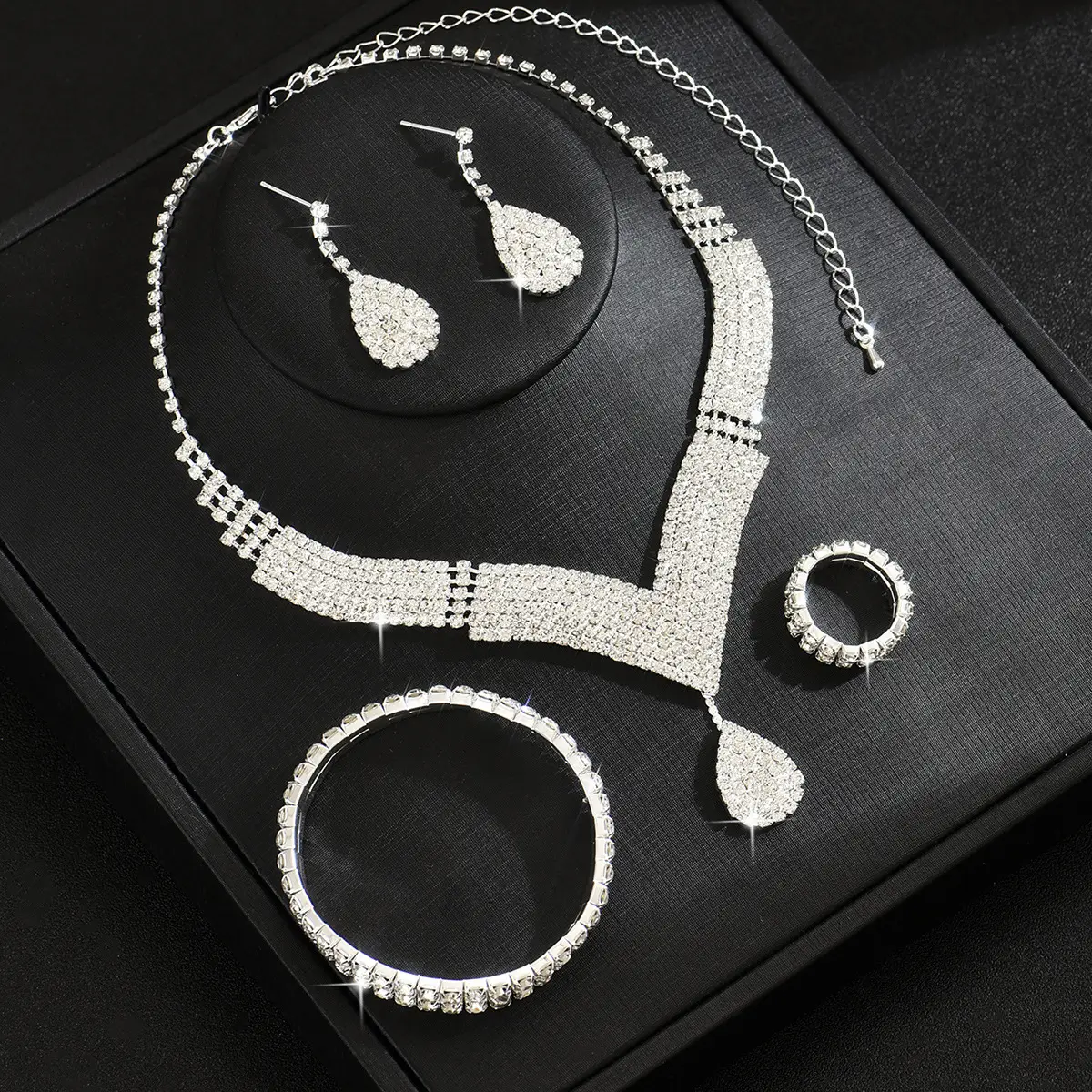 Luxury 4-Piece Bridal Jewelry Set for Women - Image 3