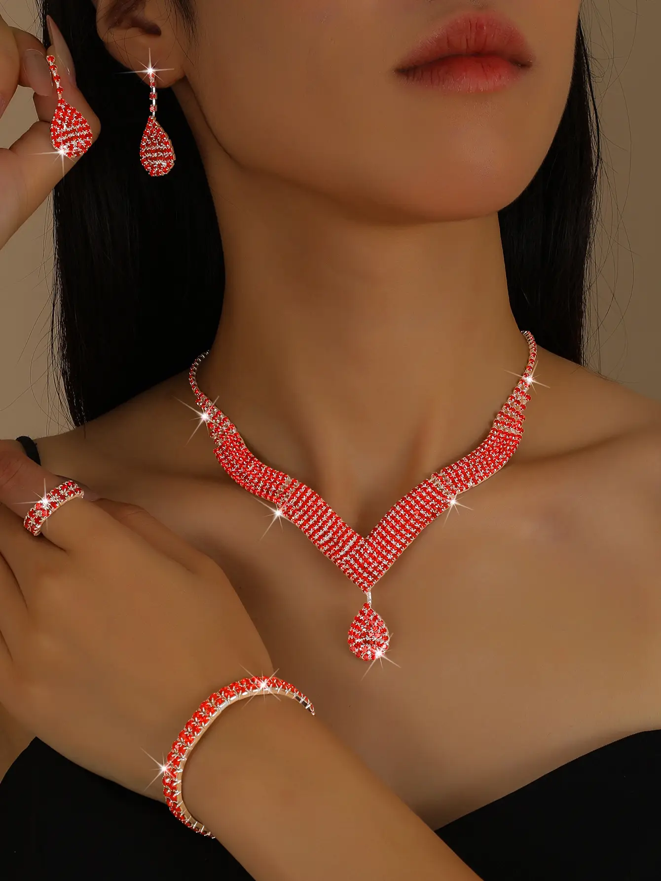 Luxury 4-Piece Bridal Jewelry Set for Women - Image 10