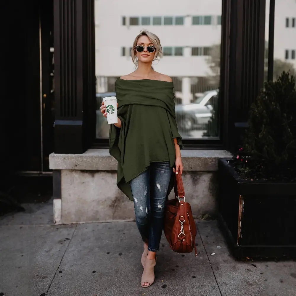 Asymmetrical Off-Shoulder Top T-Shirt Purple - Image 6