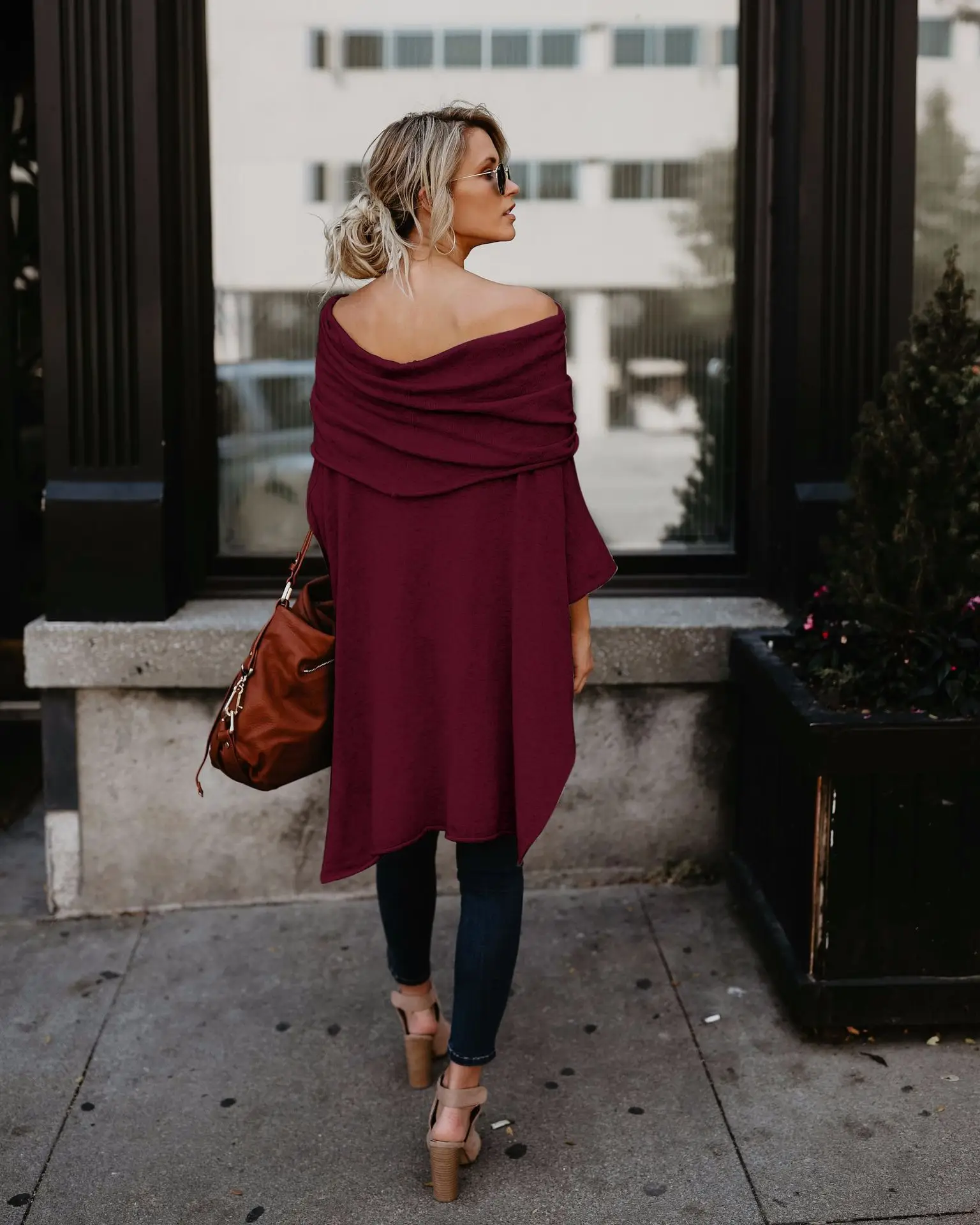 Asymmetrical Off-Shoulder Top T-Shirt Purple — feature 2