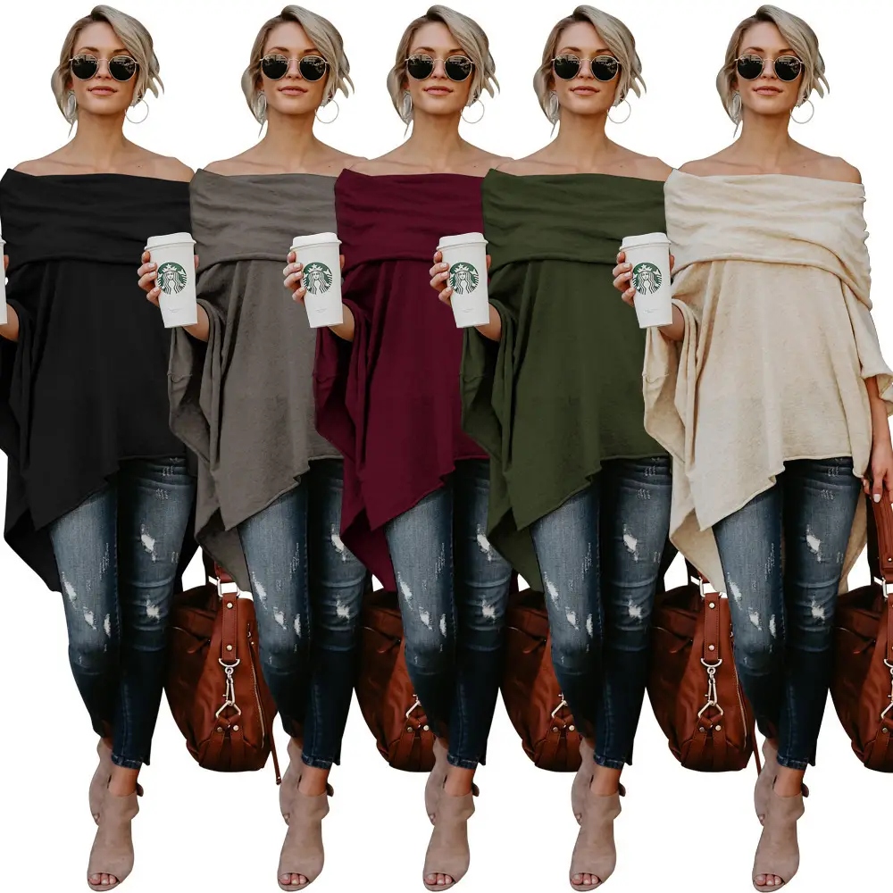Asymmetrical Off-Shoulder Top T-Shirt Purple — feature 5