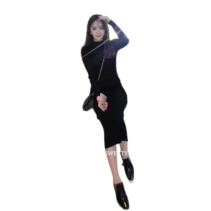 Women Figure Flattering High Neck Ribbed Cotton Long Dress 2026 - Image 7