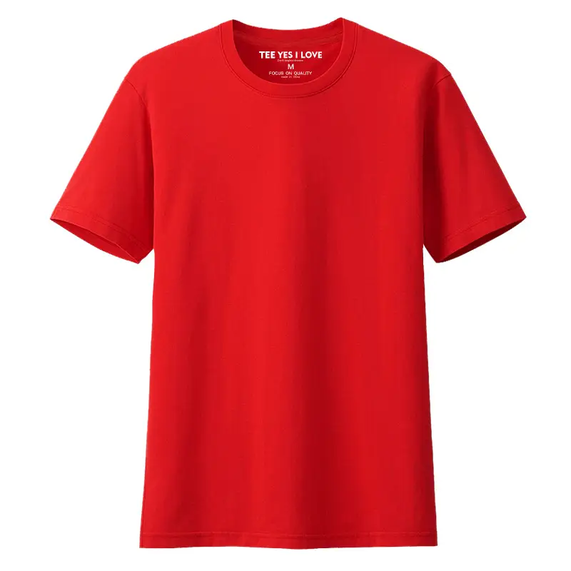Pure Cotton Red Crewneck T-Shirt for Men - Image 2