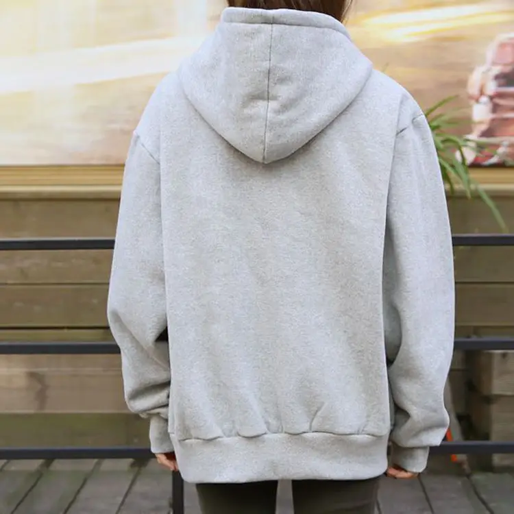Women Fleece Lined Hooded Jacket Grey Plus Size - Image 6