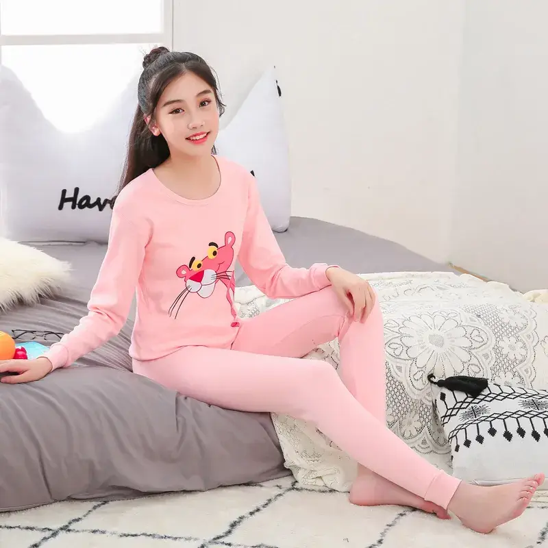 Girls Pink Linen Pajamas Set Medium to Large - Image 16