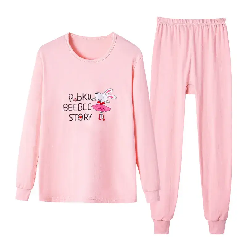 Girls Pink Linen Pajamas Set Medium to Large - Image 2