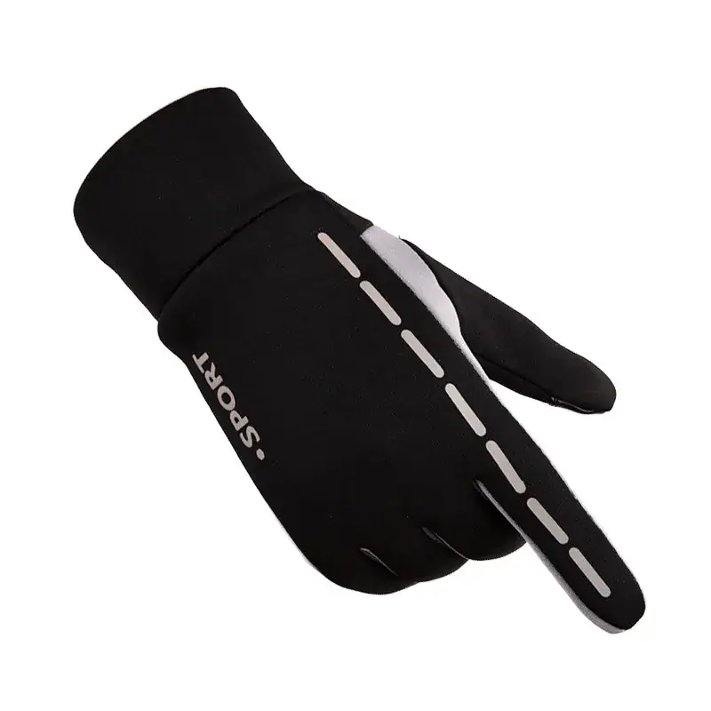 Men's Black Fleece Touchscreen Winter Gloves All Finger - Image 4