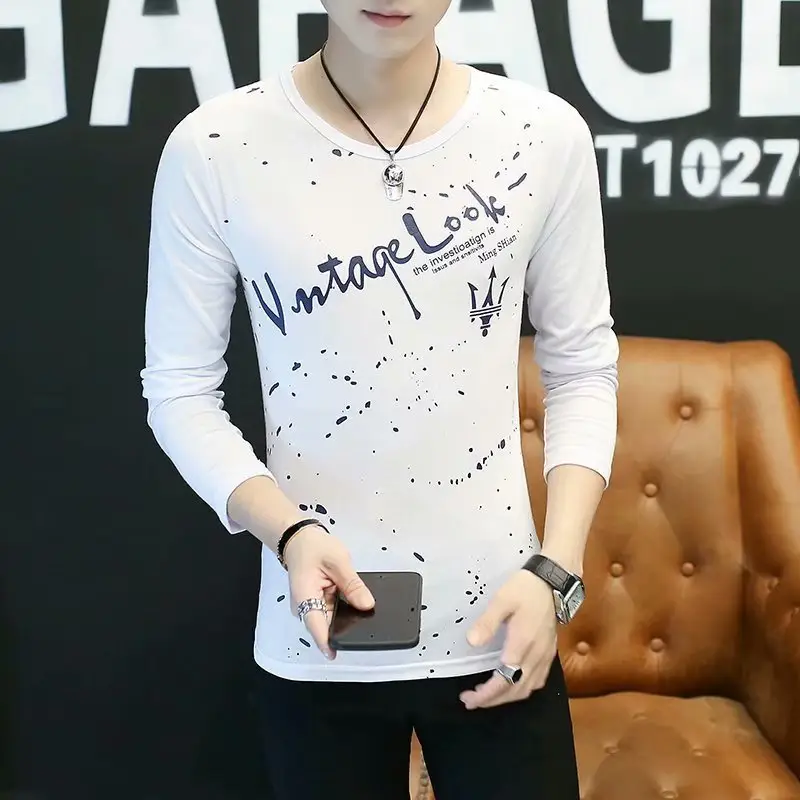 Men's Black Starry Print Long Sleeve T-Shirt - Image 7