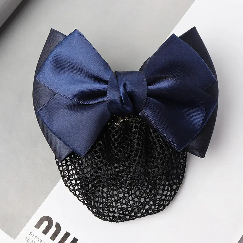Professional Head Flower Bow Net Pocket Nurse Hair Clip