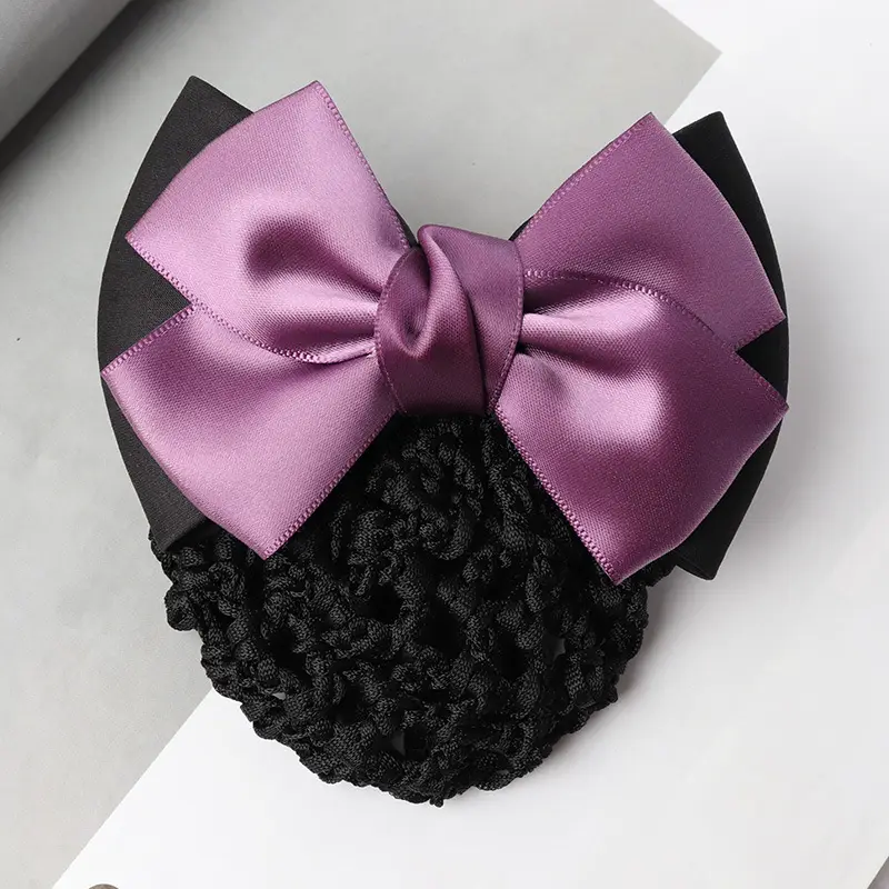 Professional Head Flower Bow Net Pocket Nurse Hair Clip