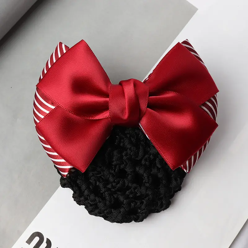 Professional Head Flower Bow Net Pocket Nurse Hair Clip