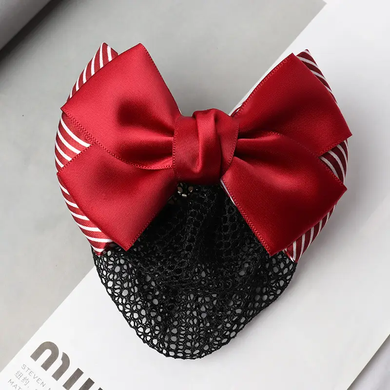 Professional Head Flower Bow Net Pocket Nurse Hair Clip