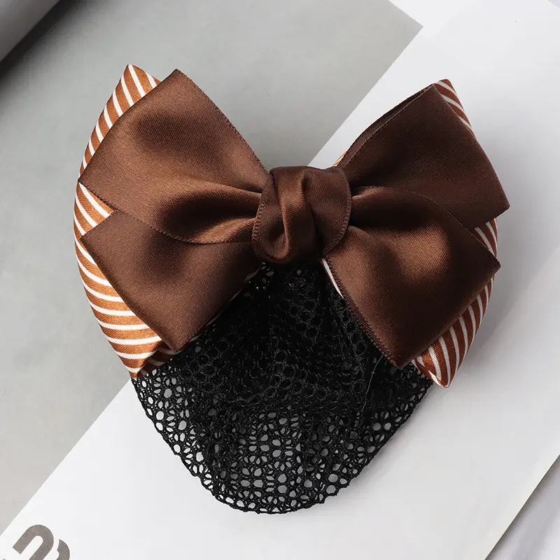 Professional Head Flower Bow Net Pocket Nurse Hair Clip