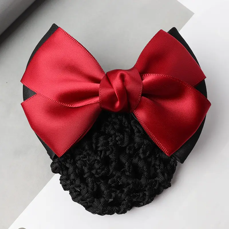 Professional Head Flower Bow Net Pocket Nurse Hair Clip