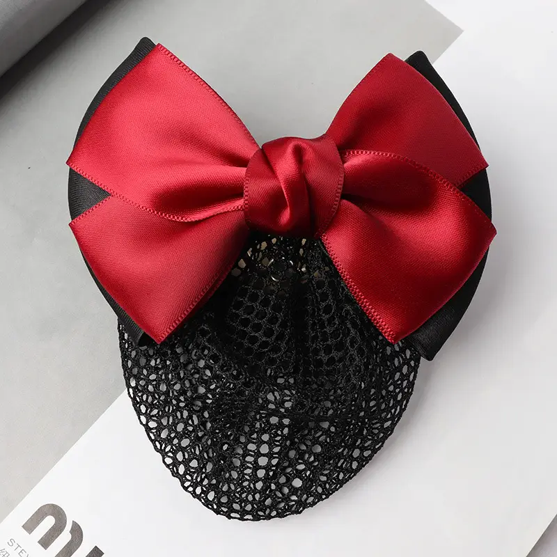 Professional Head Flower Bow Net Pocket Nurse Hair Clip