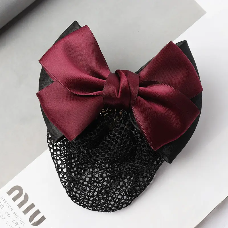 Professional Head Flower Bow Net Pocket Nurse Hair Clip