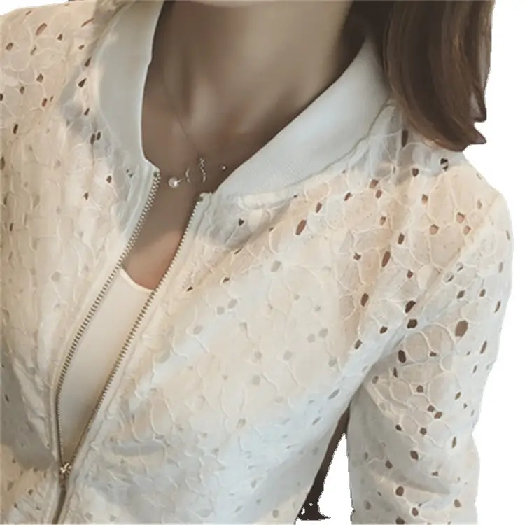 2024 Summer Lace Long Sleeve White Women Top - Image 6