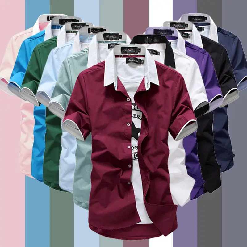 Black Korean Style Teenager Slim Fit Summer Shirt with White Contrast Straps - Image 8