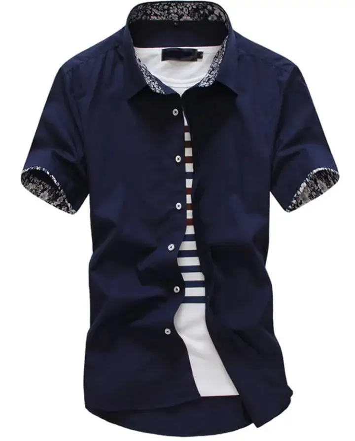 Black Korean Style Teenager Slim Fit Summer Shirt with White Contrast Straps - Image 4