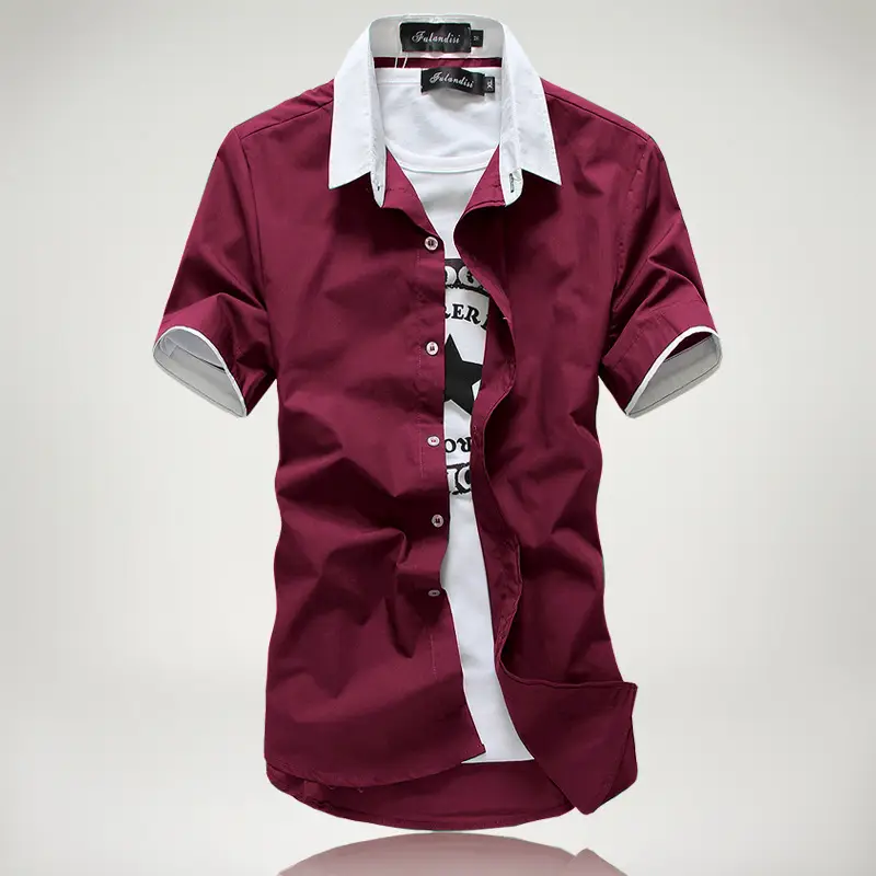 Black Korean Style Teenager Slim Fit Summer Shirt with White Contrast Straps - Image 5