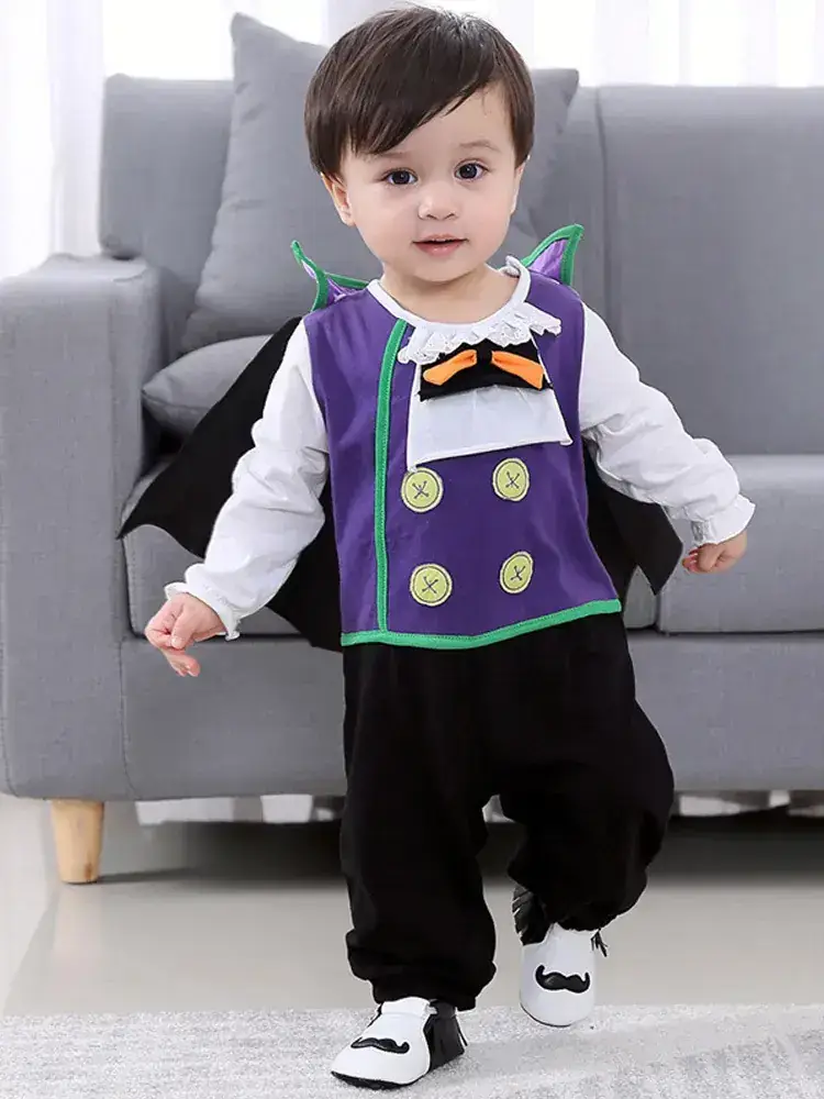 Baby Vampire Cape Outfit Purple Black Set - Image 4