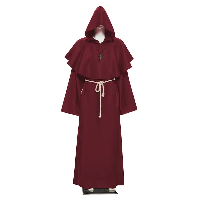 Halloween Medieval Nun Robe Wizard Costume Priest Suit