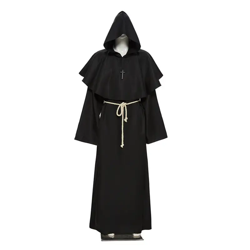 Halloween Medieval Nun Robe Wizard Costume Priest Suit