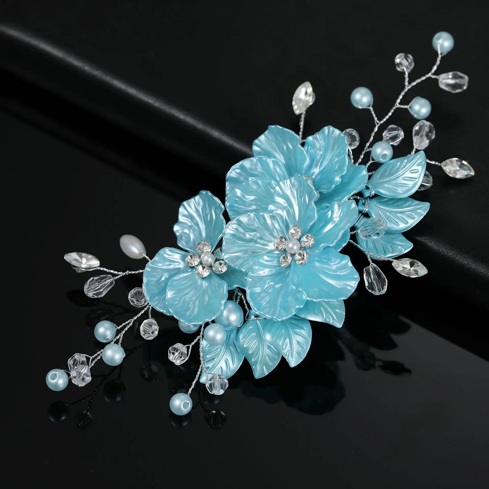 White Shell Petal Hairpin with Pearl & Crystal Accents - Image 4