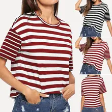 Women's 2023 Striped T-Shirt Top Grey Black Long Sleeve — feature 23