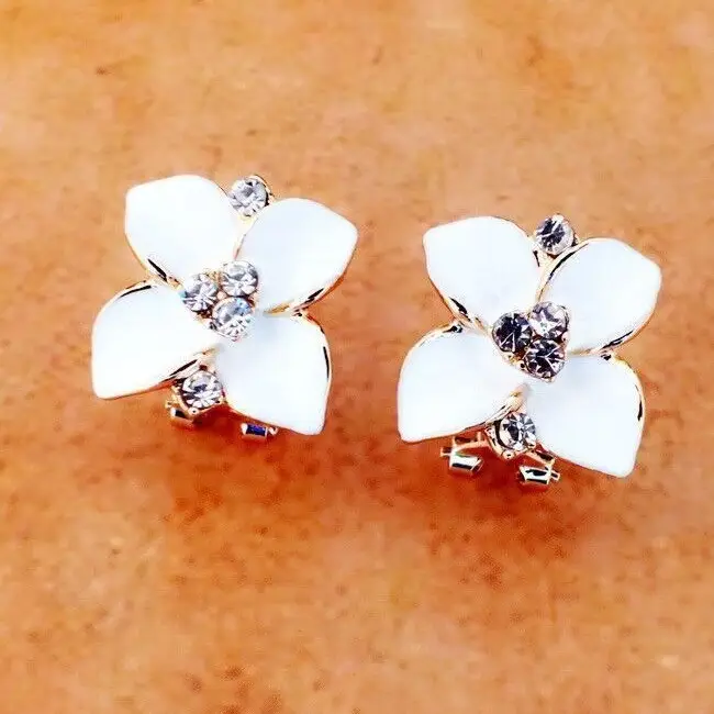 Korean Camellia Earrings Sapphire Blue Women