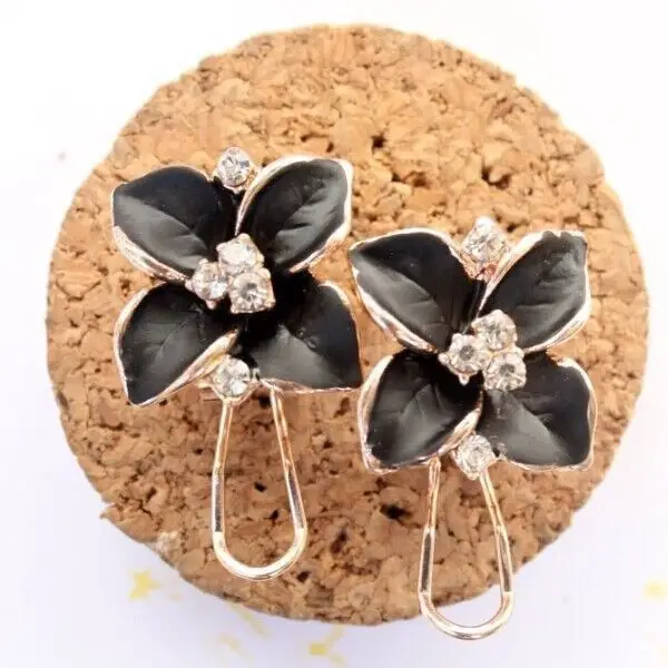 Korean Camellia Earrings Sapphire Blue Women