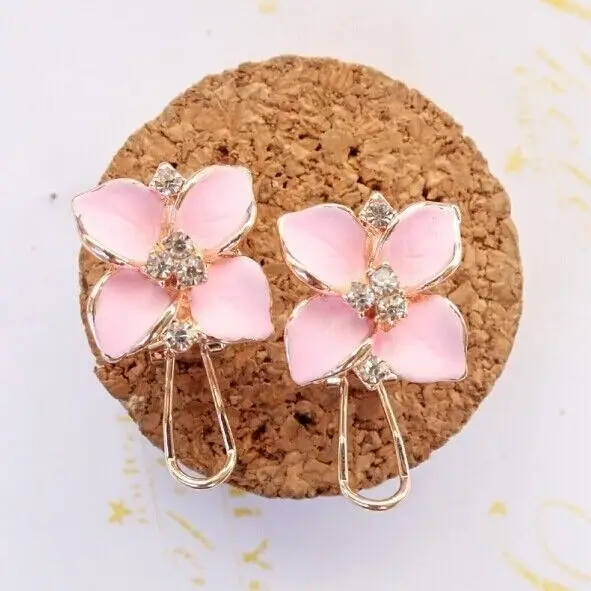 Korean Camellia Earrings Sapphire Blue Women
