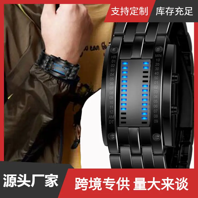 Waterproof LED Binary Quartz Watch for Men Women