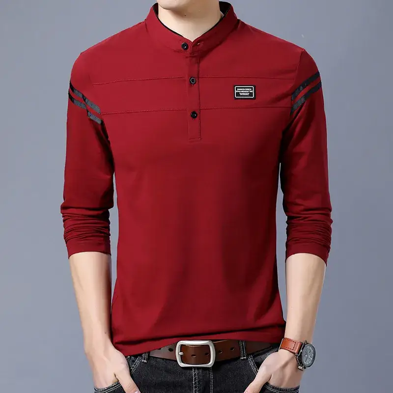 Men's Black Collar T-Shirt with White Stripes - Image 3