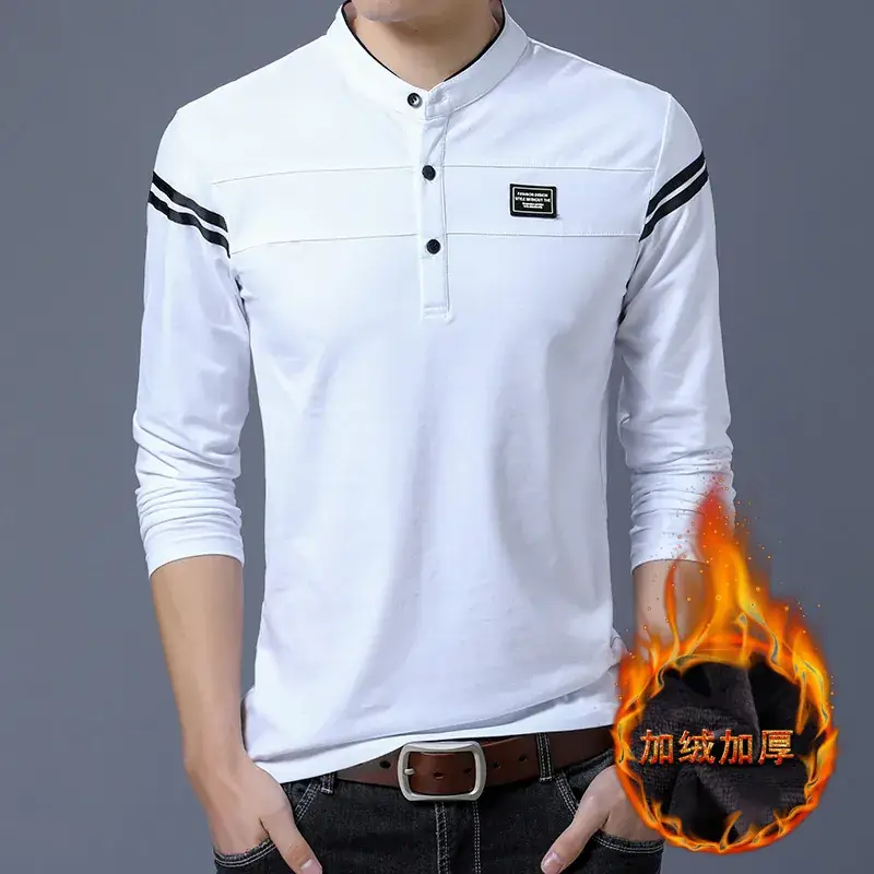 Men's Black Collar T-Shirt with White Stripes - Image 6