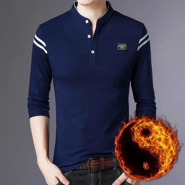 Men's Black Collar T-Shirt with White Stripes - Image 9