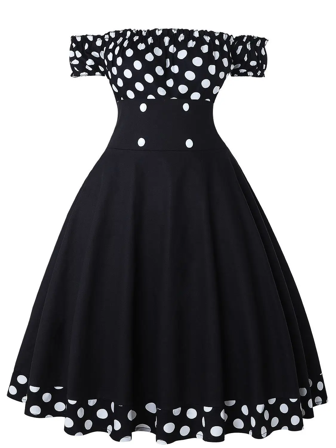 Women's Black Polka Dot Hepburn Style Dress