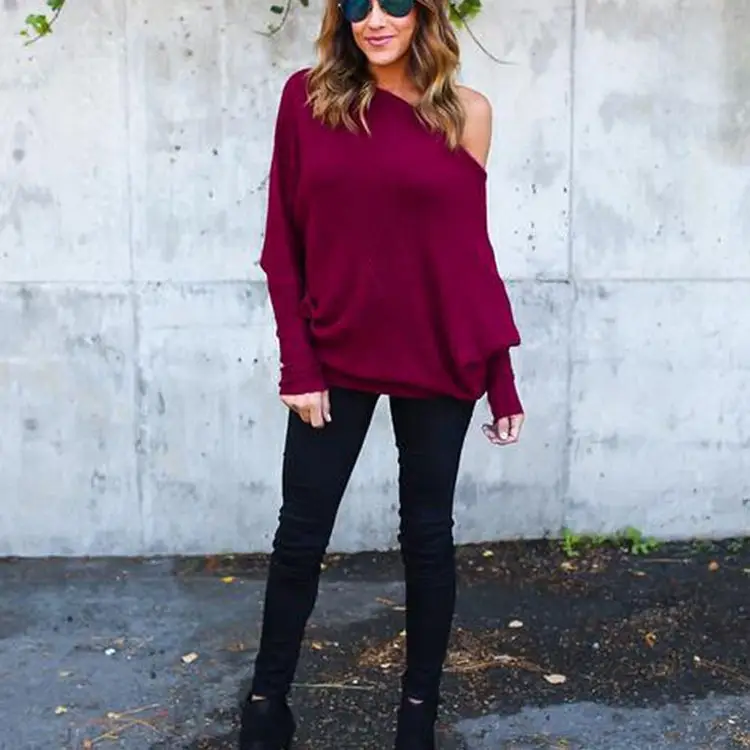 2022 Women's Loose Fitting One-Line Collar T-Shirt Brown - Image 5